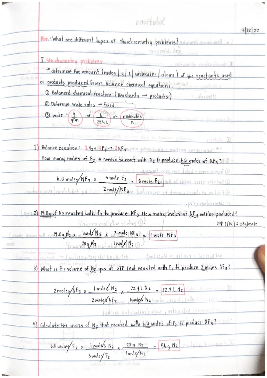 3/11/22
Stoichiometry
Aim: How do we use a mole) to convey the law of conservation of matter? fos
I. Baus of conservation of matter/mass fre