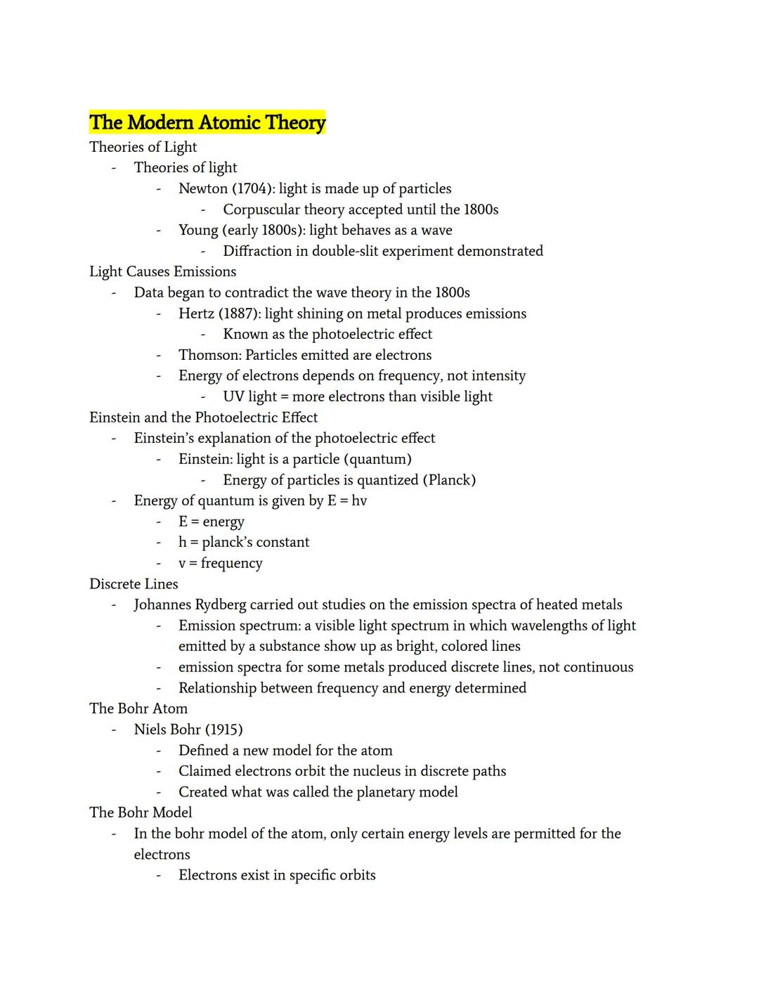 Modern Atomic Theory