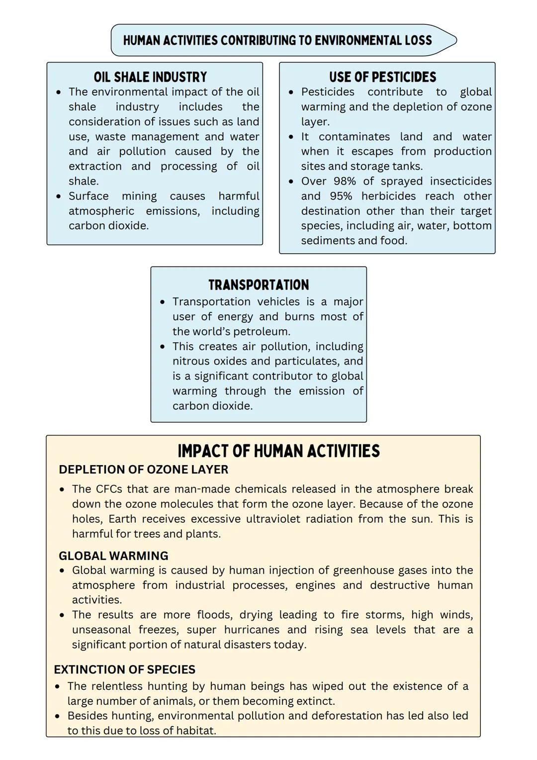 HUMAN IMPACT ON THE ENVIRONMENT
It is the adverse effects caused by development, industrial, or by release of substances in the
environment 