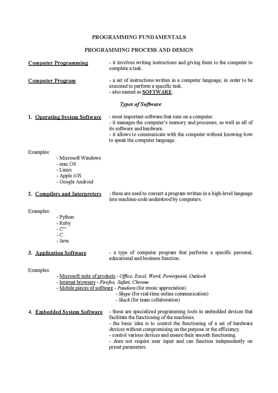 Programming Process and Design