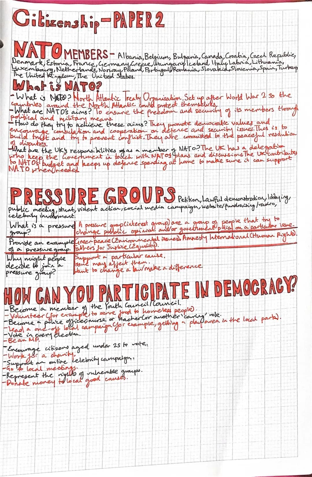 NATO Facts, Youth in Politics, and Pressure Groups - Paper 2