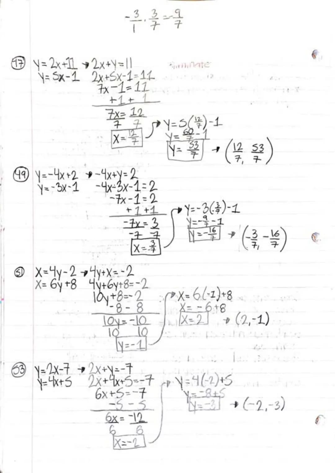 Section 6.2: Solving Systems of Linear Equations (substitution) 3/25/18
1. Finding a graphical solution of a system of equations is based on
