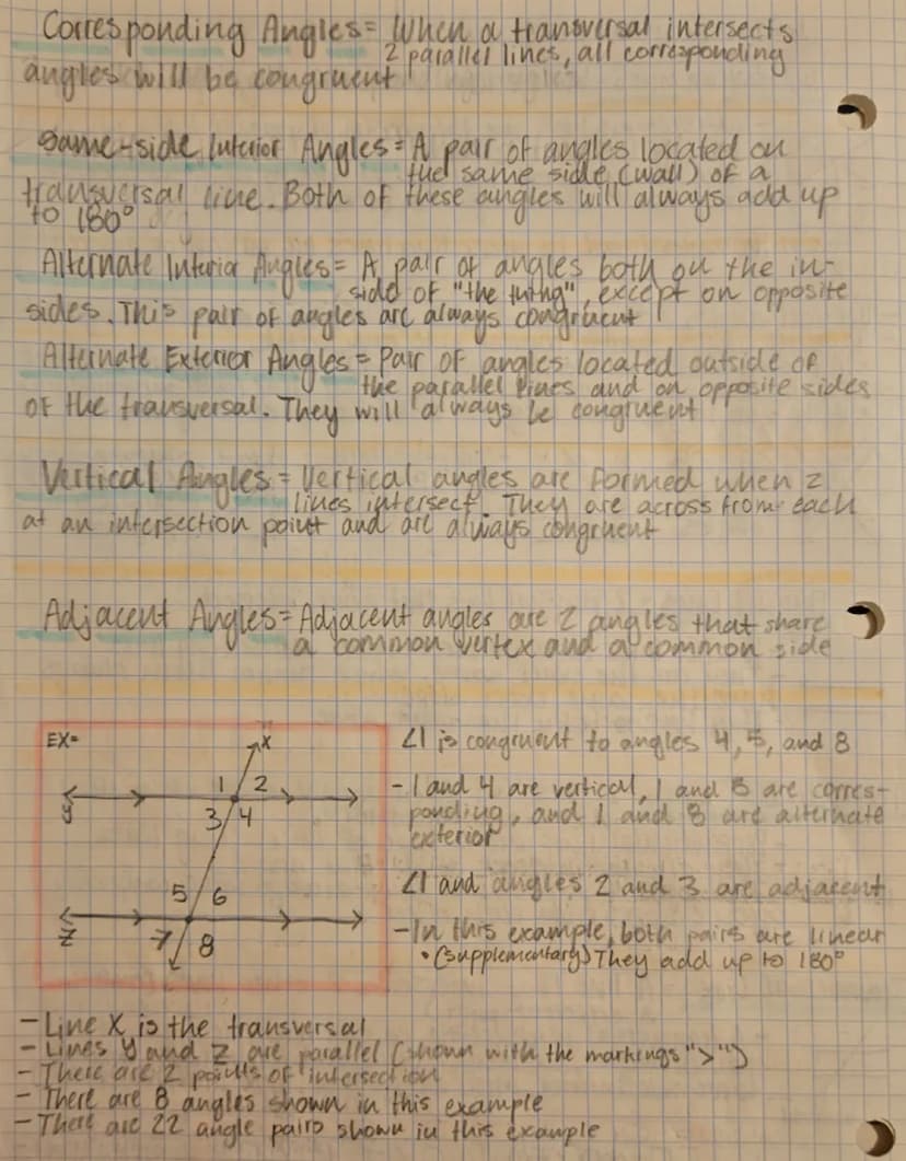 --- OCR Start ---
Unit | Review = Lines and Angles
Intersecting Lines = When 2 lines cross at a single point
-Intersecting lines are the opp