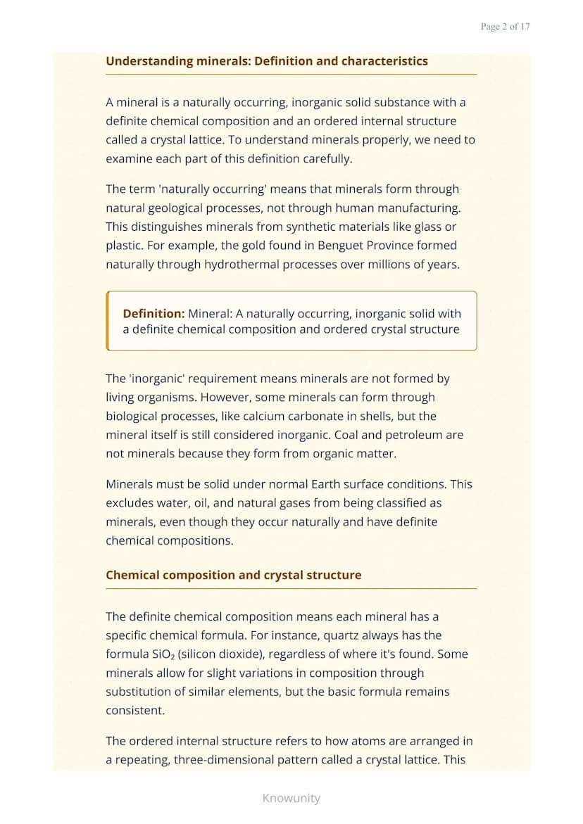 Minerals and Rocks: Properties and Classification of Minerals
Understanding mineral properties and
classification systems
What you will lear