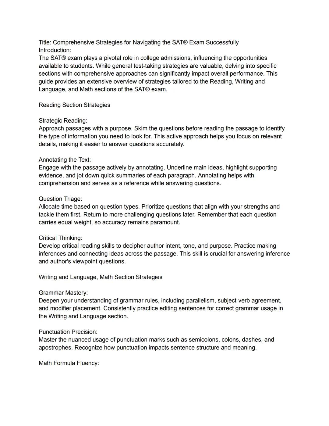 SAT® testing strategies (general)