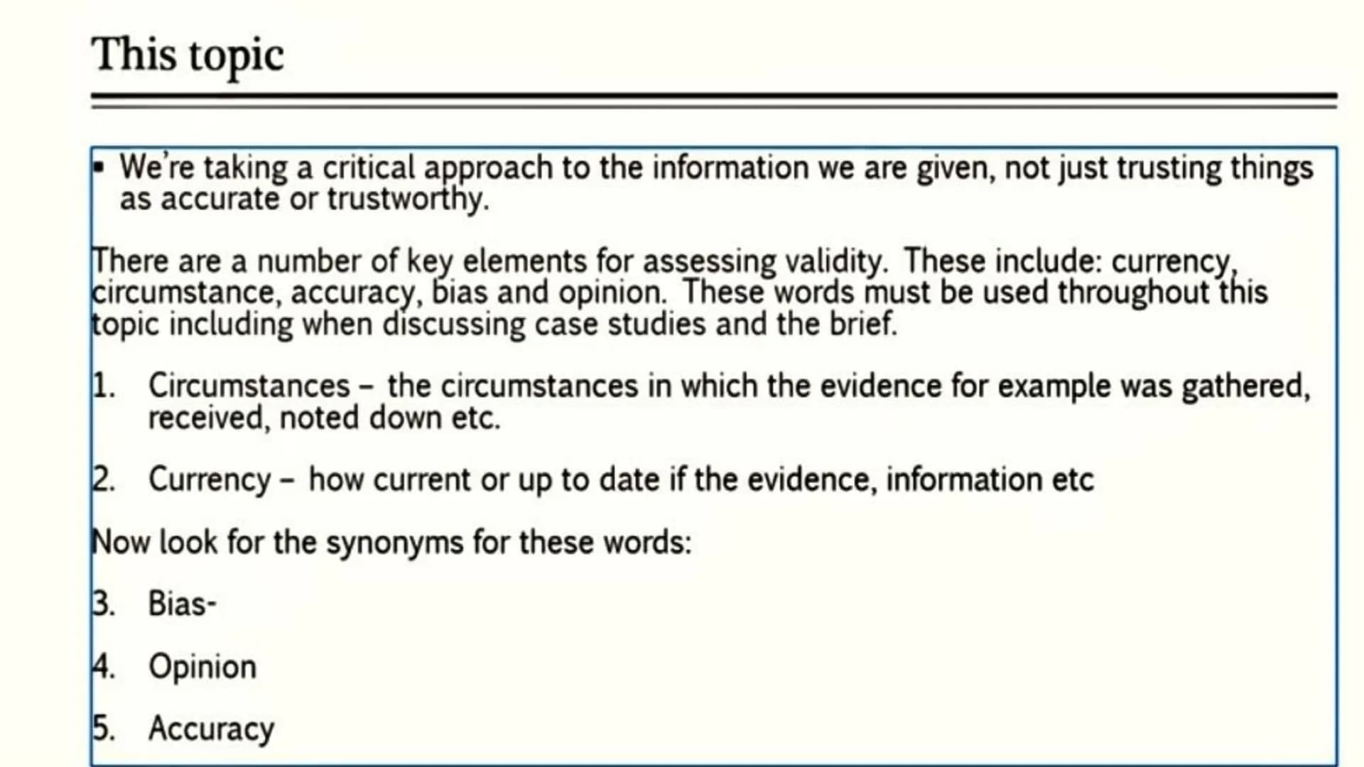 
<p>When examining information for validity, it is essential to rank sources of information in order of trustworthiness. To determine how tr