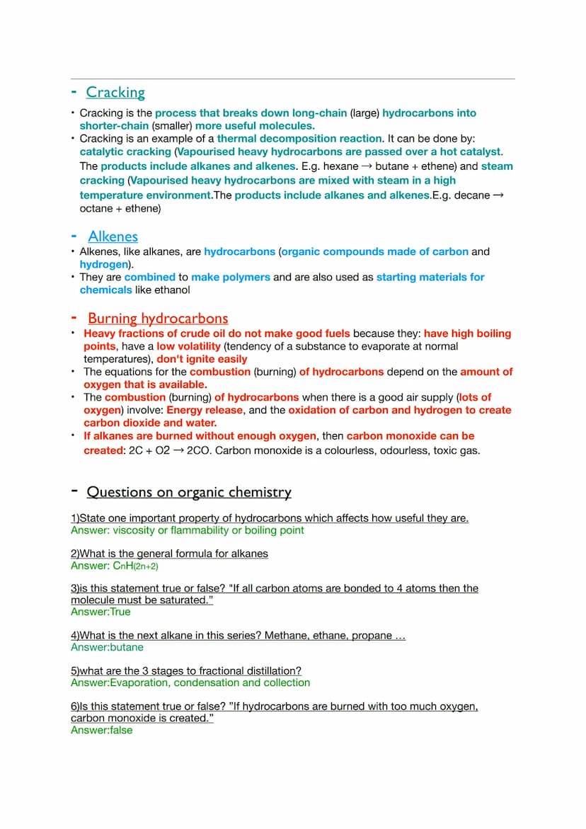 Foundation and higher tier: GSCE revision
Organic Chemistry
Crude oil
• Crude oil is a non- renewable (finite) resource.
• Crude oil is form