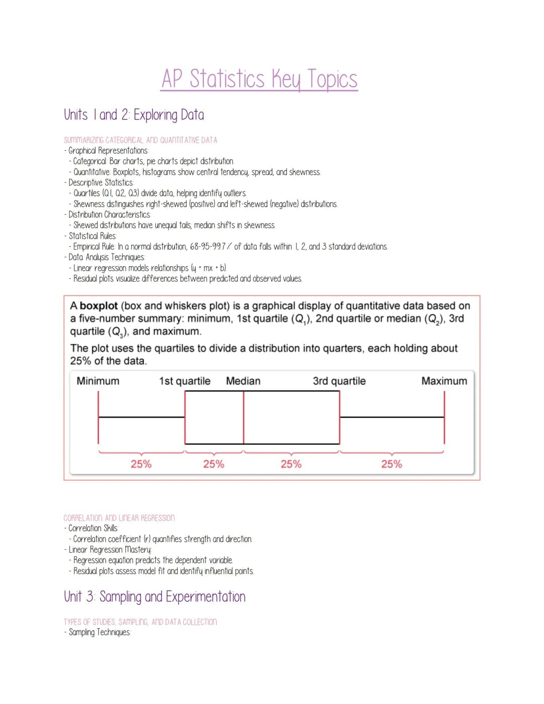 Statistical Mastery: Key Ideas Study Guide Reviewing Common Concepts