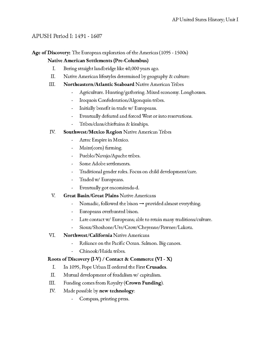 APUSH Notes on Native American Tribes (1491-1607) - Study Guide & Quizlet Answers