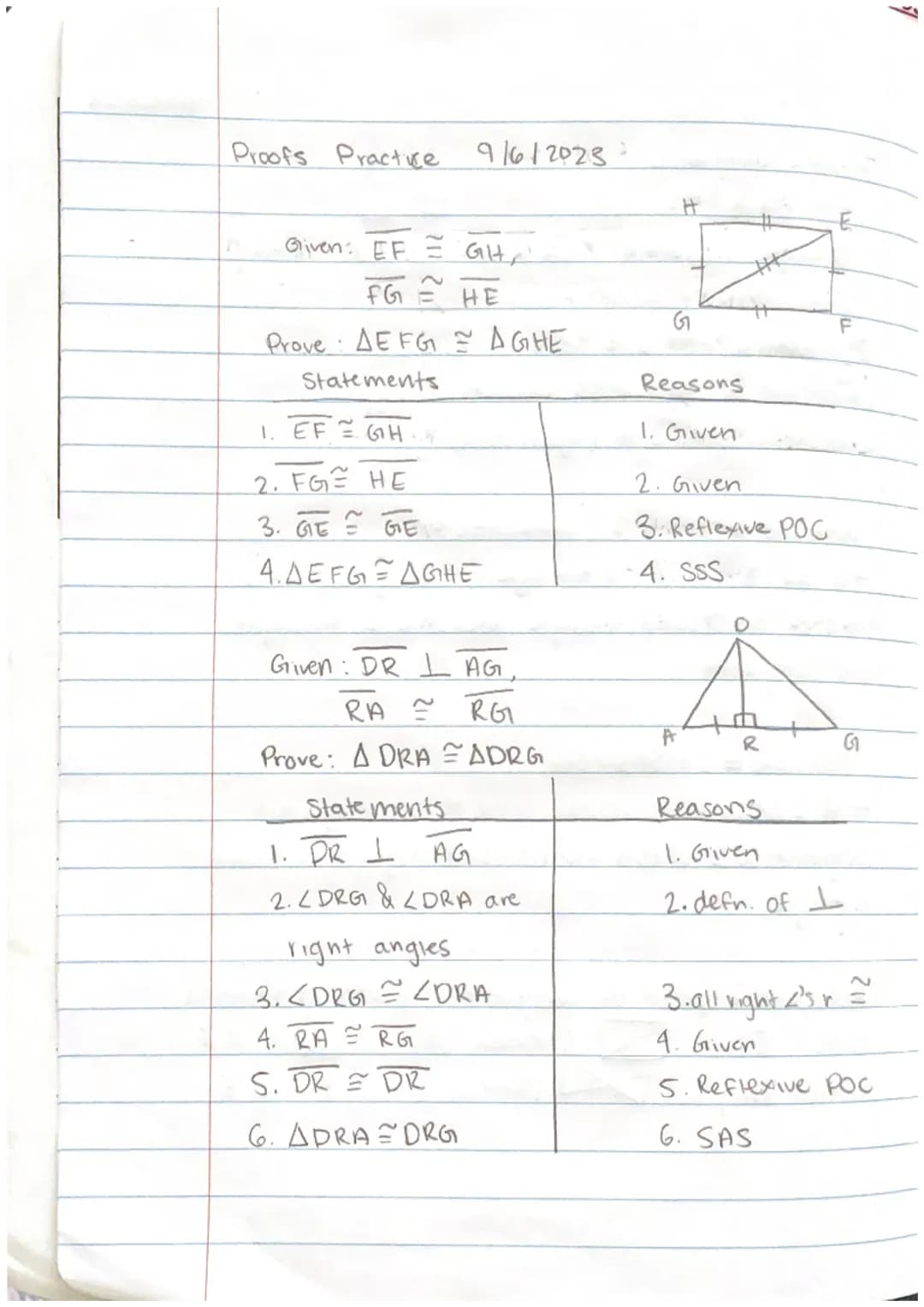 Triangle congruence
SSS & SAS
Triangle congruence - If all 6 pairs of corresponding
2 postulates involve 2 Sides
I theorem & I postulates in