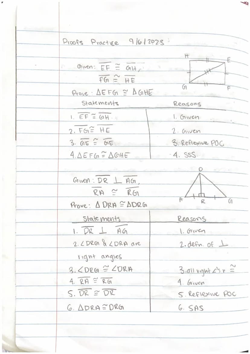 Triangle congruence
SSS & SAS
Triangle congruence - If all 6 pairs of corresponding
2 postulates involve 2 Sides
I theorem & I postulates in