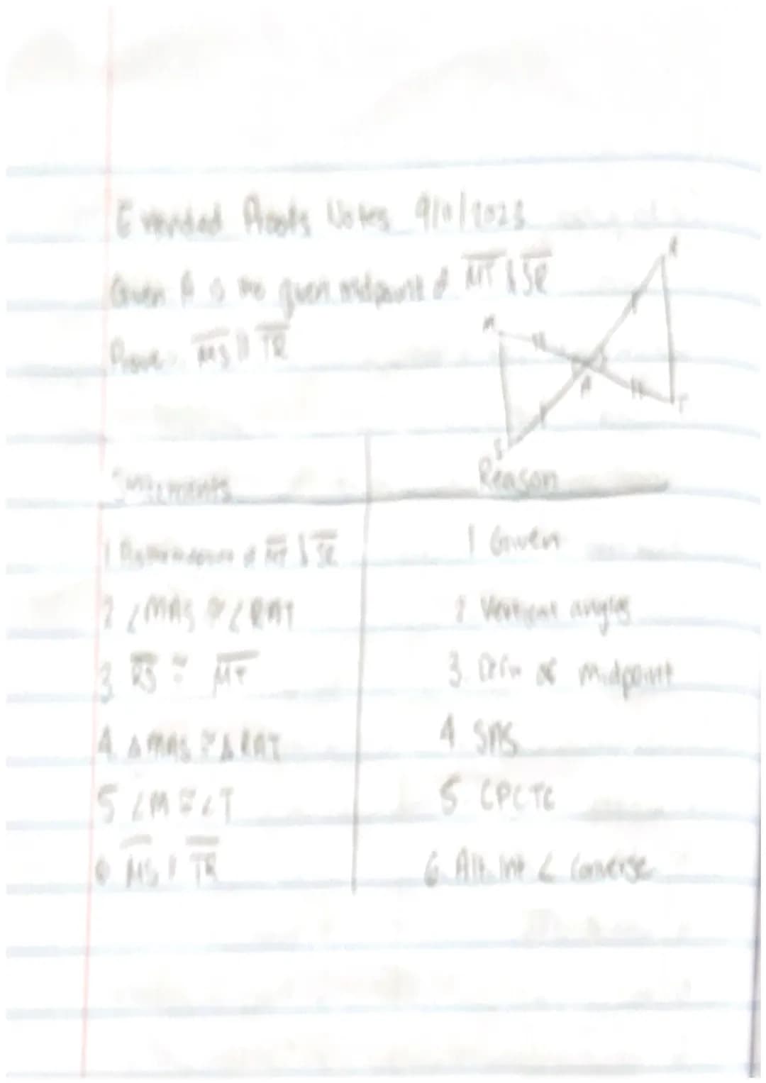 Triangle congruence
SSS & SAS
Triangle congruence - If all 6 pairs of corresponding
2 postulates involve 2 Sides
I theorem & I postulates in