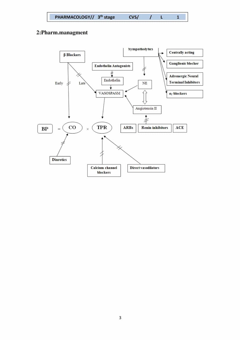 PHARMACOLOGY// 3th stage
CVS/ / L
1
Hypertension
Hypertension is defined as continuous elevation of systolic blood
pressure ≥140 mmHg or dia