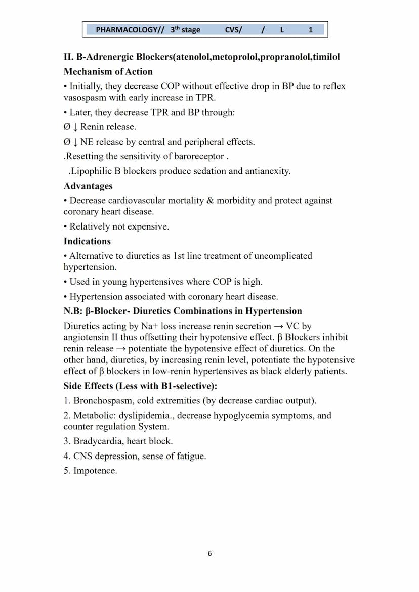 PHARMACOLOGY// 3th stage
CVS/ / L
1
Hypertension
Hypertension is defined as continuous elevation of systolic blood
pressure ≥140 mmHg or dia