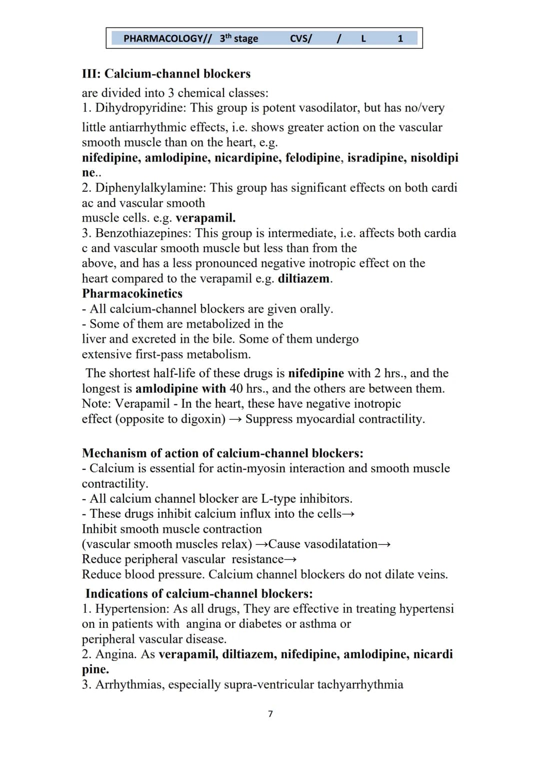 PHARMACOLOGY// 3th stage
CVS/ / L
1
Hypertension
Hypertension is defined as continuous elevation of systolic blood
pressure ≥140 mmHg or dia