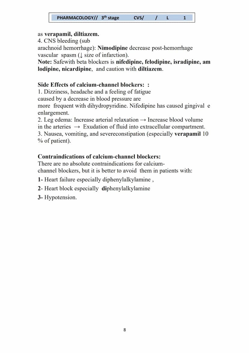 PHARMACOLOGY// 3th stage
CVS/ / L
1
Hypertension
Hypertension is defined as continuous elevation of systolic blood
pressure ≥140 mmHg or dia