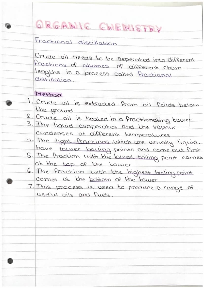 ORGANIC CHEMISTRY
Alkanes and their properties.
Crude oil is a fossil fuel formed mostly from dead
Sea creatures. It is the source of many f
