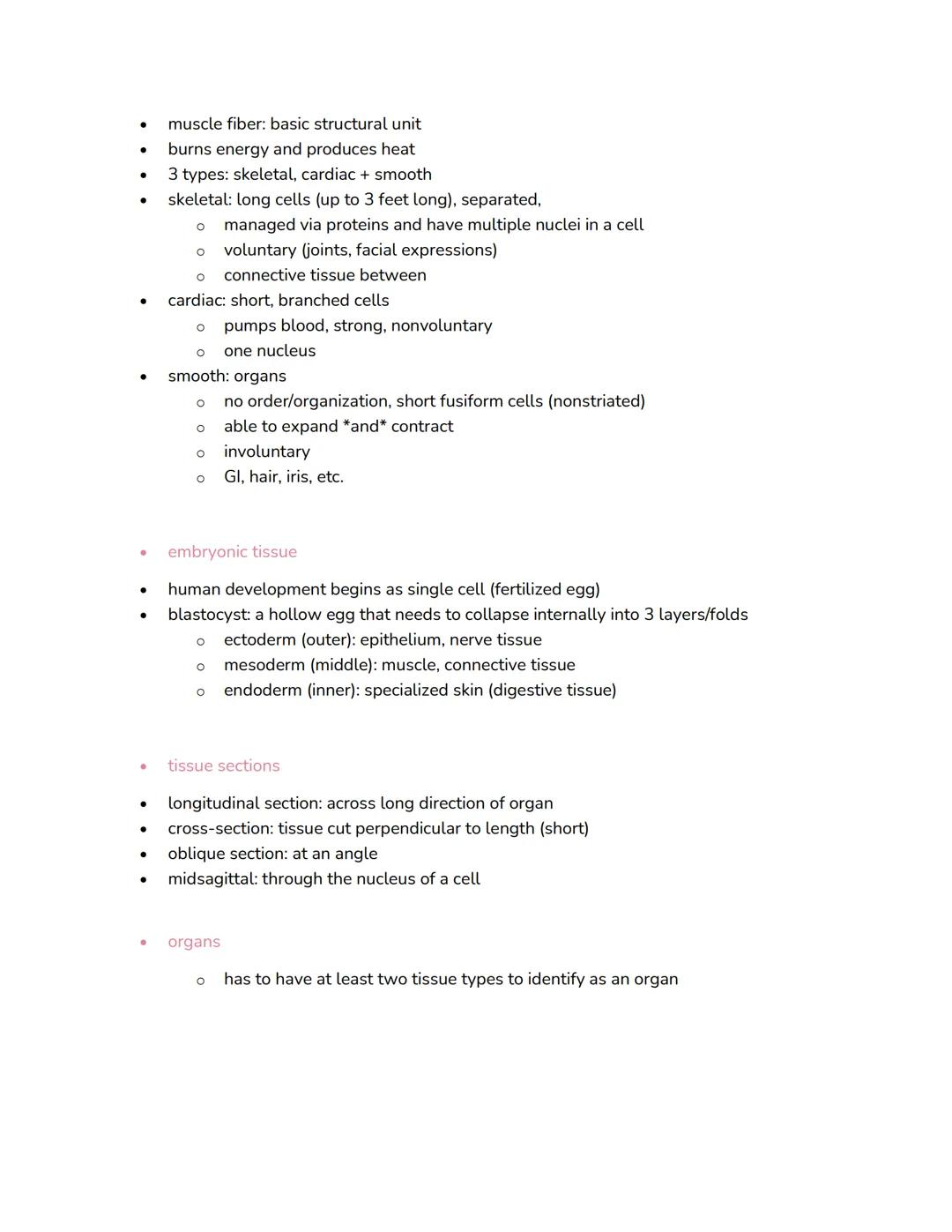 chapter 05: histology + tissues
general tissues
●
●
●
●
●
●
there are 200 different cell types, but four broad categories of tissues
O a gro