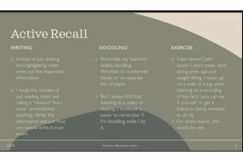 How to effectively revise
Advice from a grade 7 student Take Breaks
I know the last thing many people want to do when
studying is take break