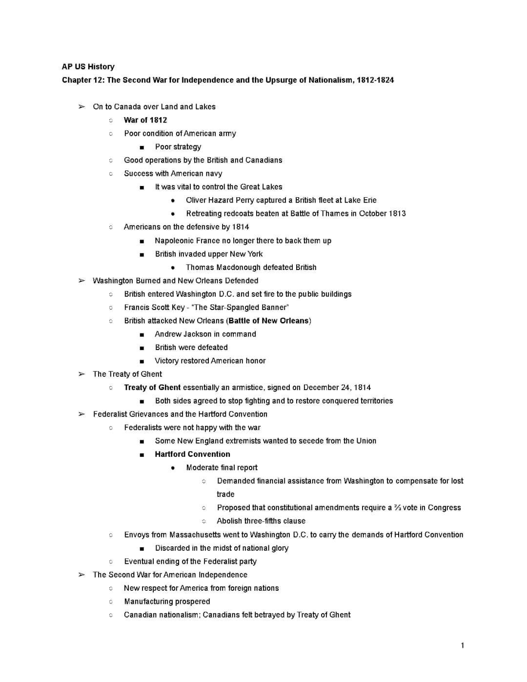 Chapter 12: The Second War for Independence and the Upsurge of Nationalism Summary and Notes