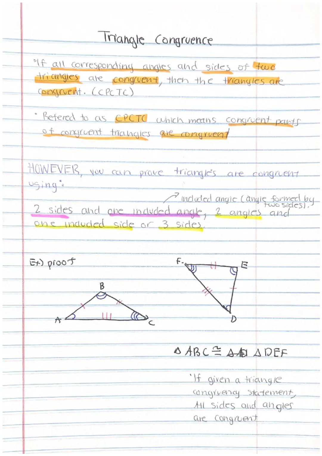 3.08 Triangle Congruence included angle
The angle formed by two sides.
ex) which angle is the Included angle for
Sides AB and BC
A. Angle c
