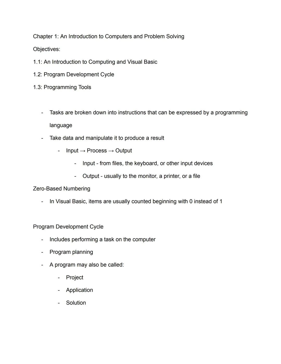 IS 246, Computers and Problem Solving ch 1-4