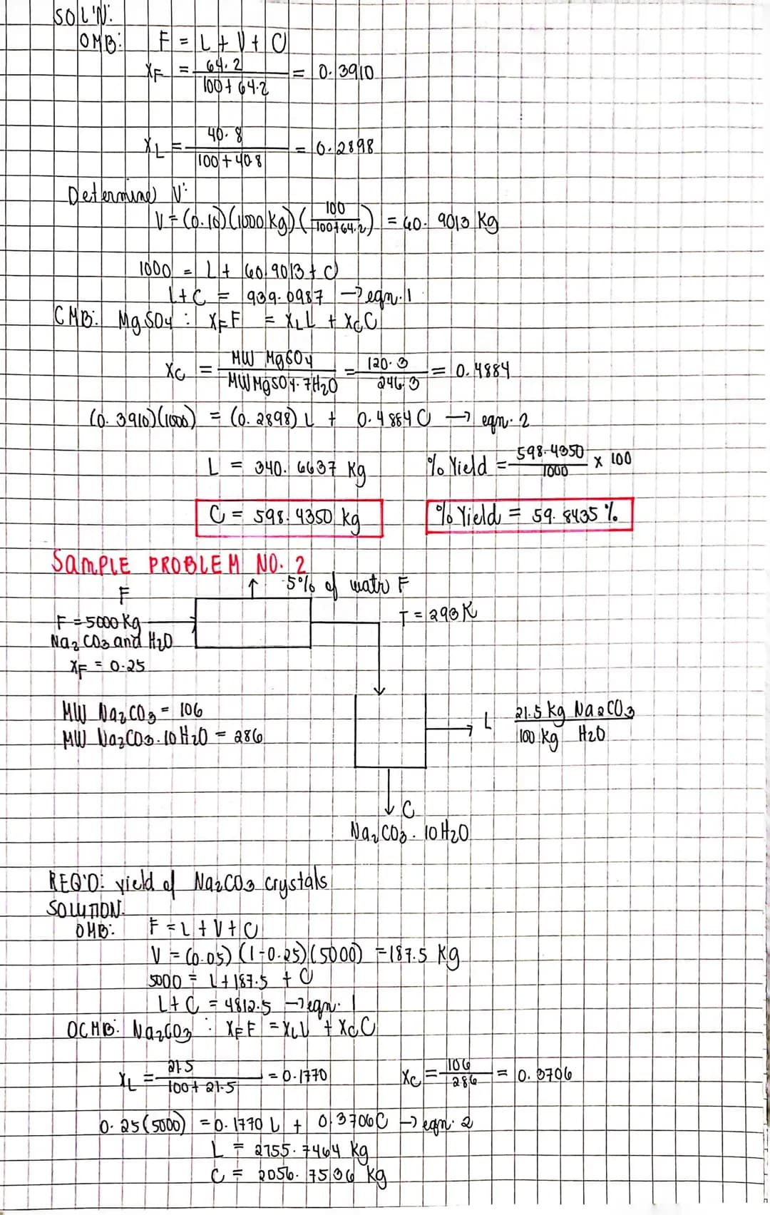 Sample Problem
A. Solubility of soda ash at 30°C in gliong water.
soda ash sodium Carbonate, Na₂CO3. 10H ₂0.
solubility 3.8-8g/100g
p. 2-85 