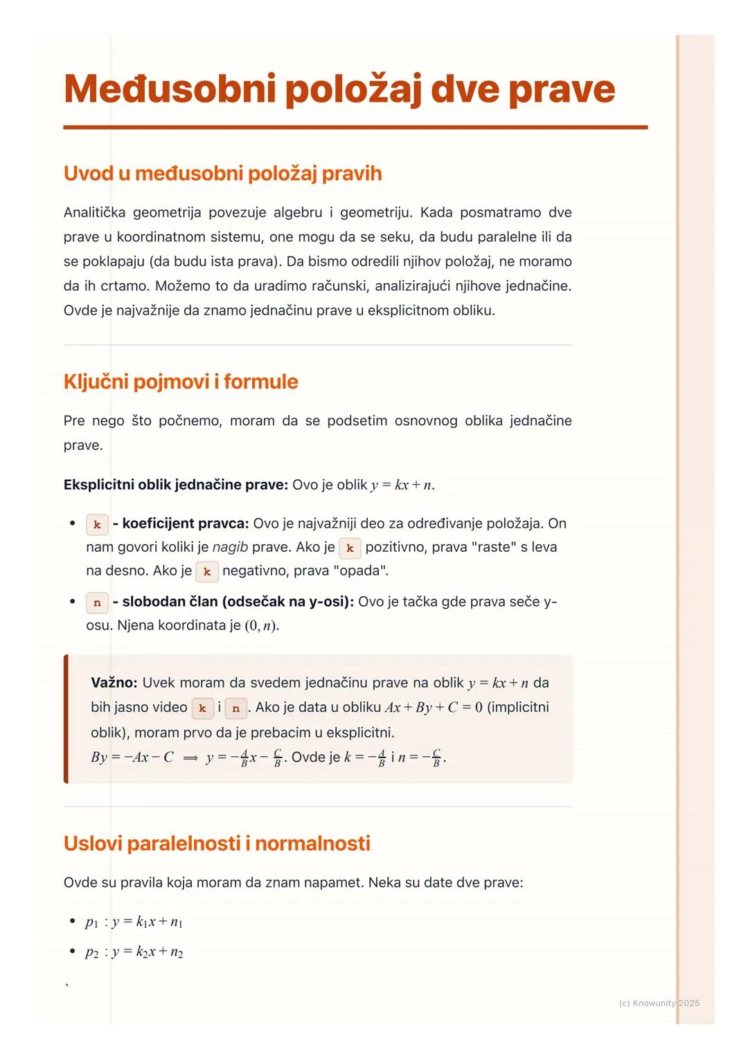 # Međusobni položaj dve prave

Uvod u međusobni položaj pravih

Analitička geometrija povezuje algebru i geometriju. Kada posmatramo dve
pra