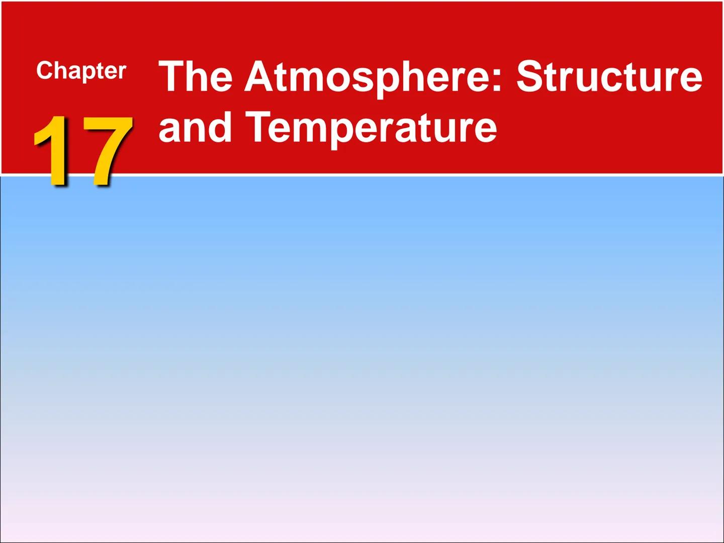 Chapter The Atmosphere: Structure
17 and Temperature 17.1 Atmosphere Characteristics
Composition of the Atmosphere
Weather is constantly cha