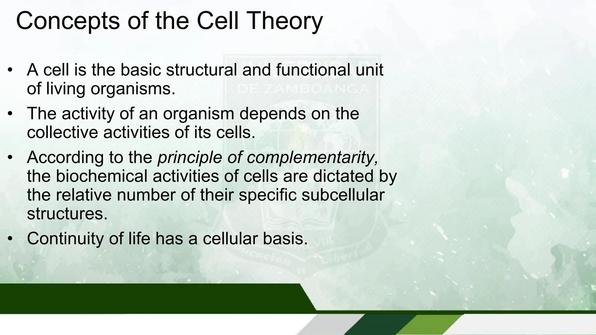 UNIVERSIDAD DE ZAMBOANGA
School of Allied Medicine
Department of Medical Technology
Human Anatomy and Physiology
With Pathophysiology
Cells 