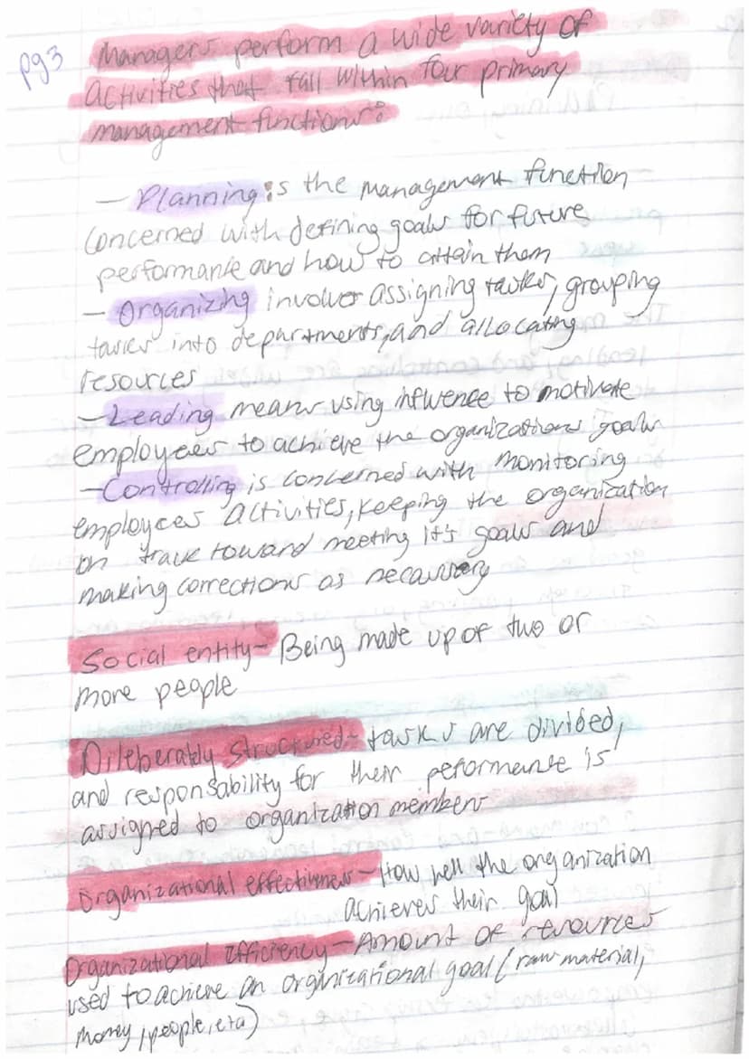 Pg1
Principles
OF
lanagement
Notes pg2
The four key management activities Or four of
Step process in management is?
Panning, organizing, lea