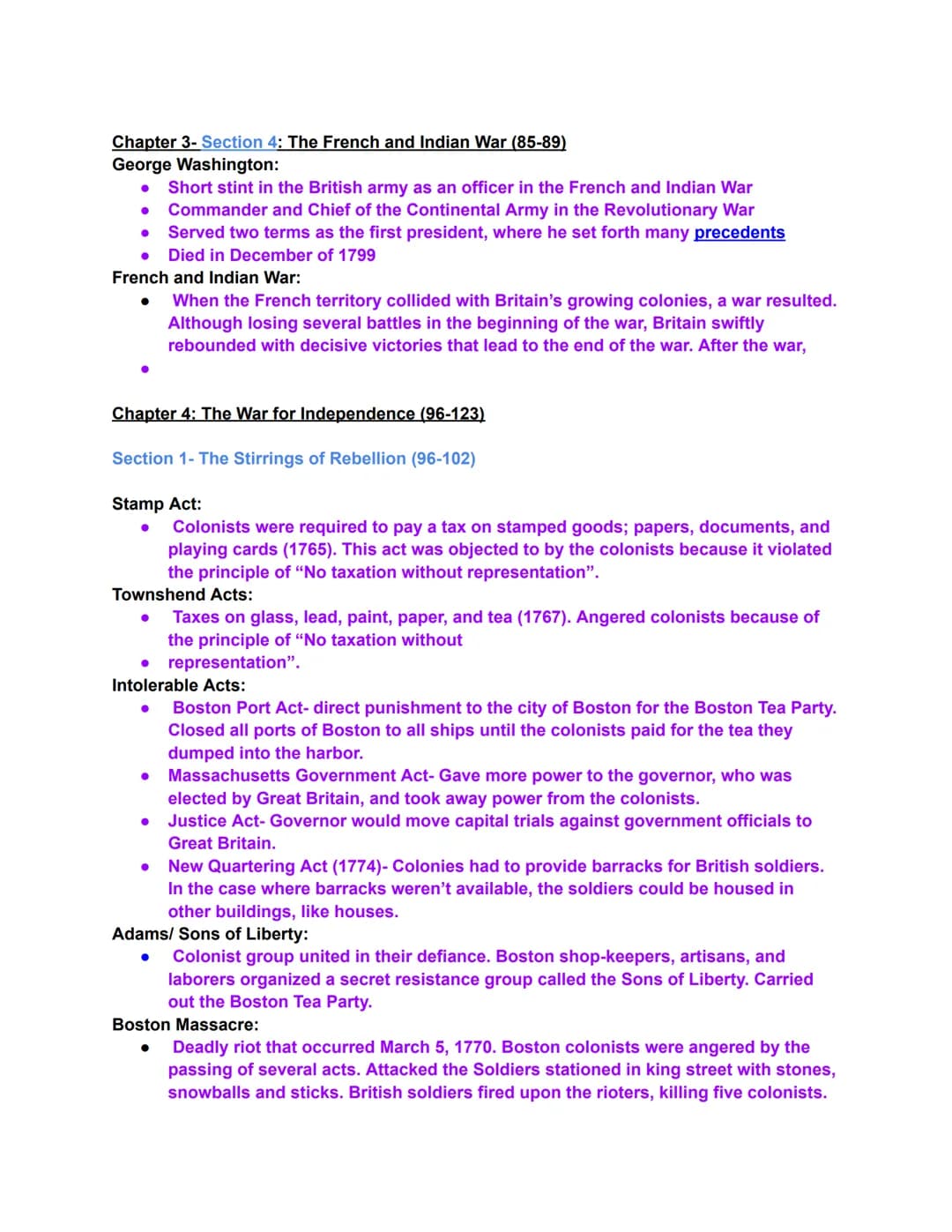 Chapter 3- Section 4: The French and Indian War (85-89)
George Washington:
Short stint in the British army as an officer in the French and I