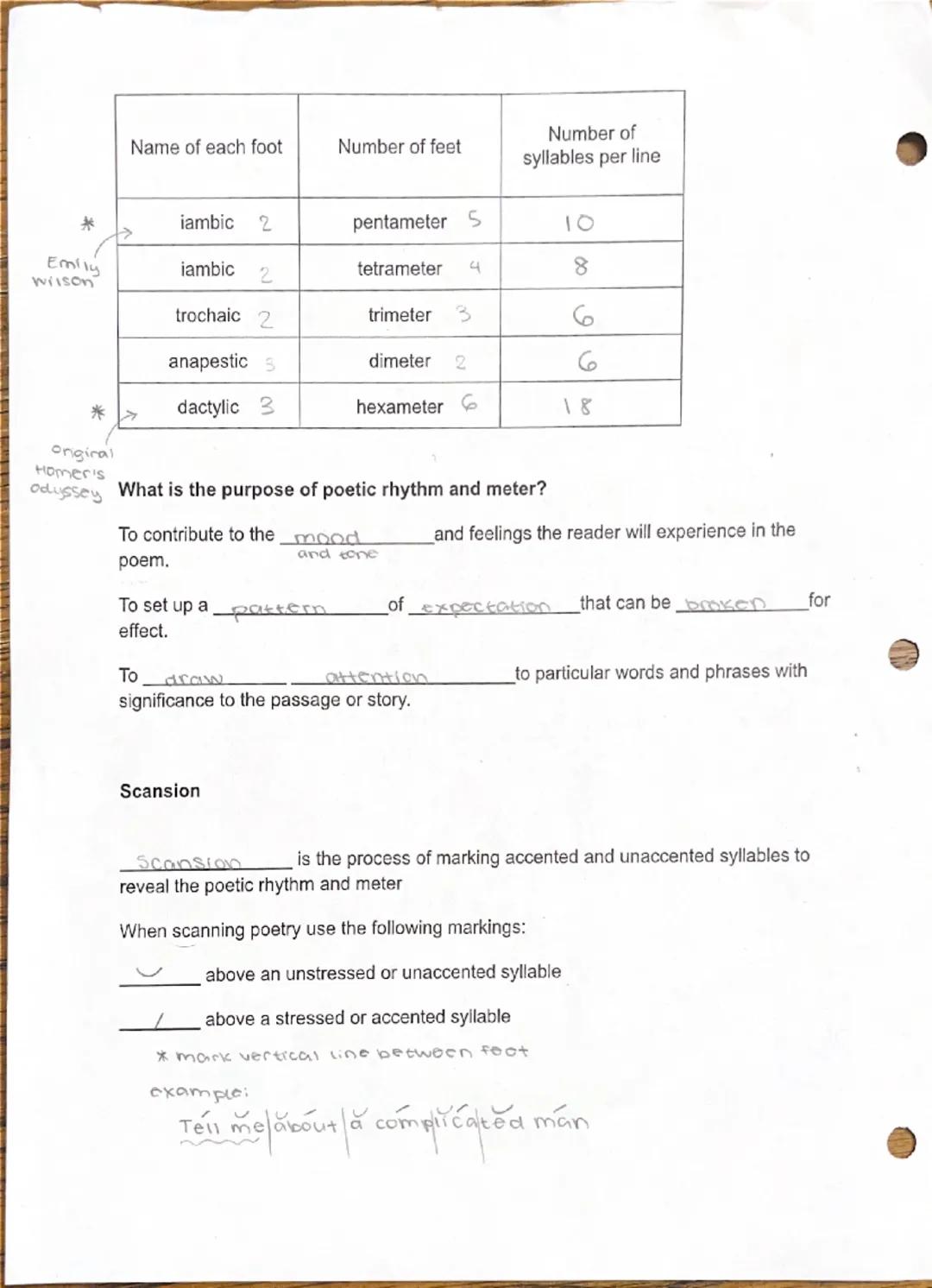 Poetic Rhythm and Meter
Rhythm
-pattern of beats, in poetry created by accented or stressed
combined with unaccented or unstressed syllables