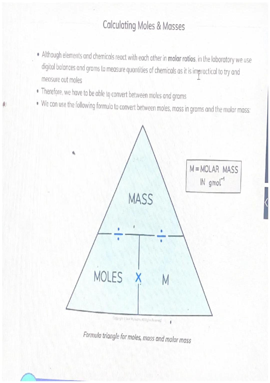 Higher Tier Only
The Mole
The Mole
• Chemical amounts are measured in moles
•The symbol for the unit mole is mol
• One mole of a substance c