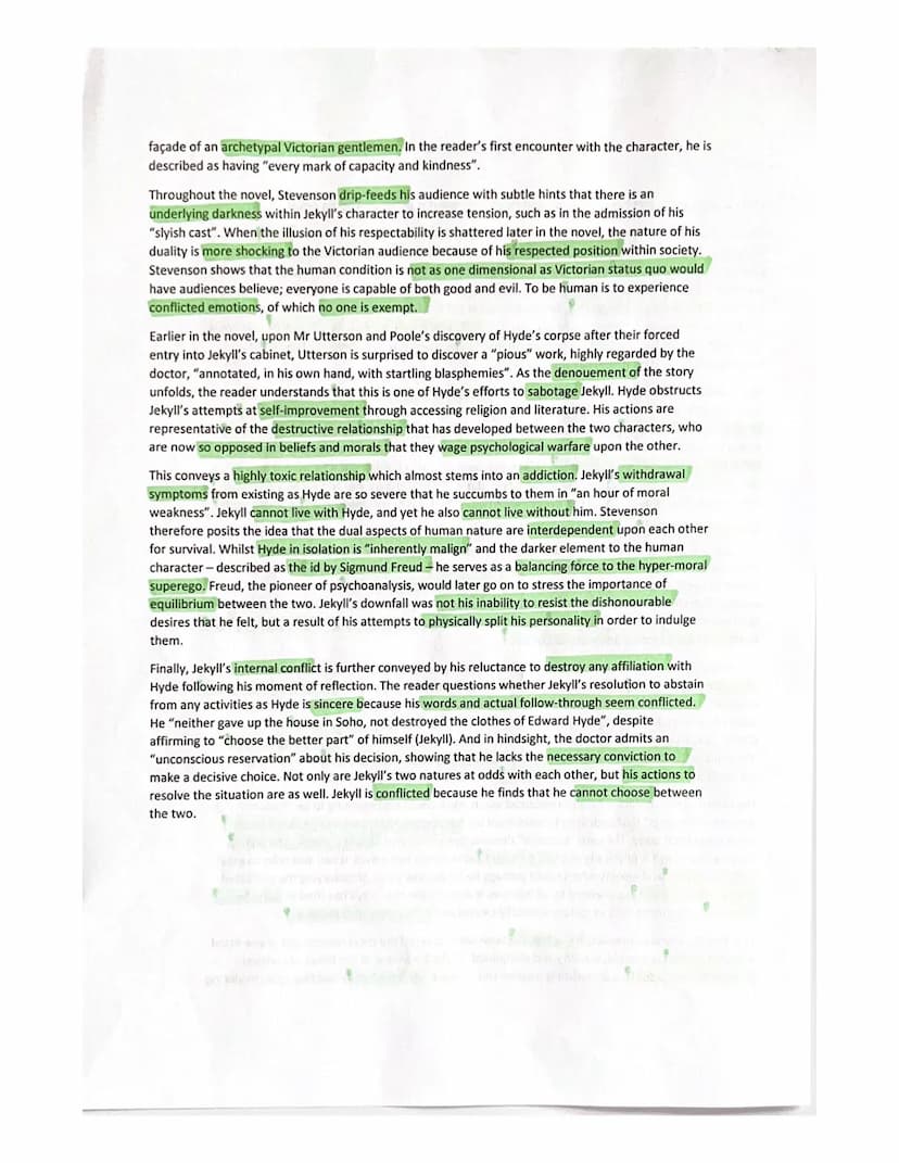 pars as Jekyll and Hyde Essay
Write about the conflict between Jekyll and Hyde and how it is presented in the novel
The Strange Case of Dr J