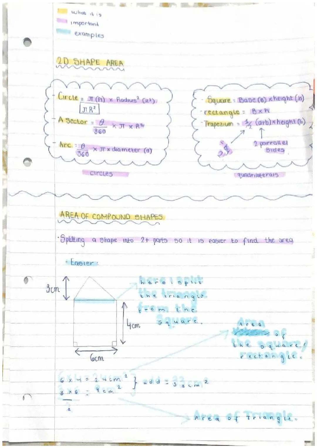 Area , Area of compound shapes and estimation 