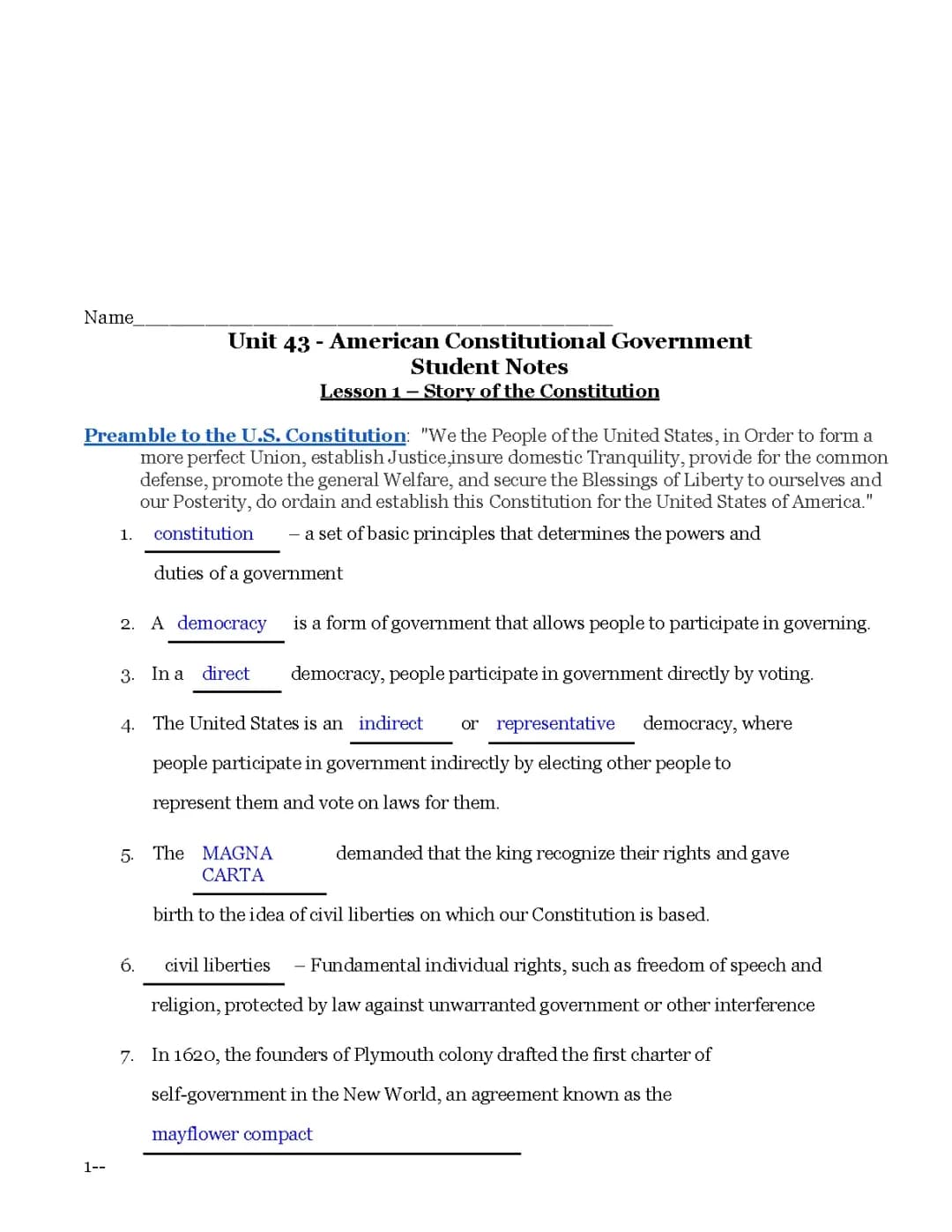 U.S. Constitution Study Guide PDF for 7th Grade - Tests, Answers, and Key Plans
