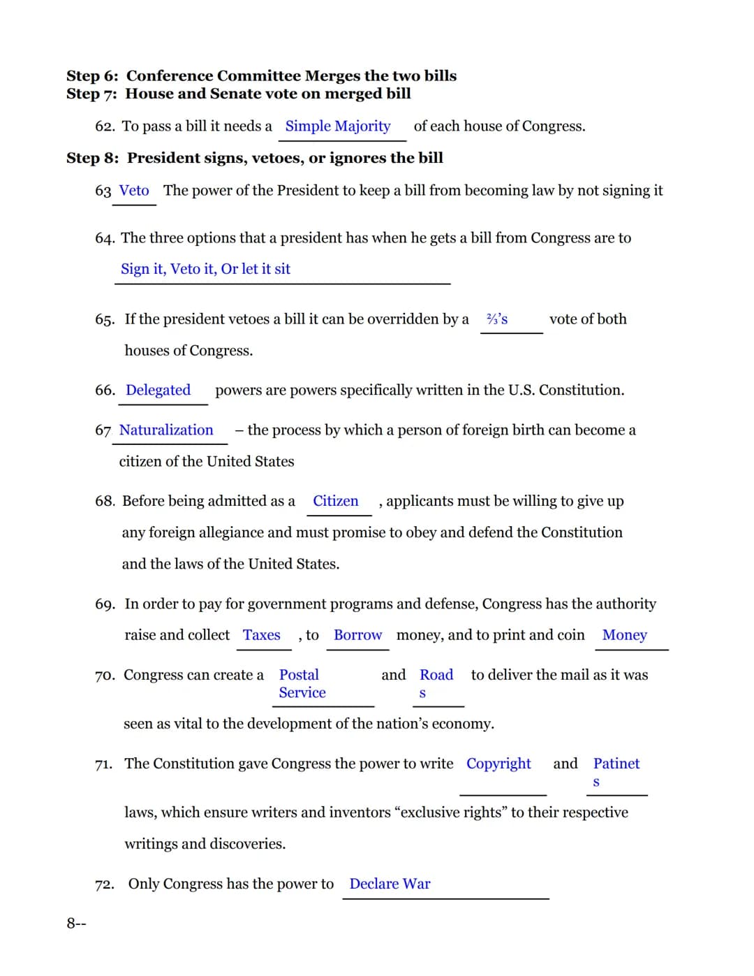 Name
Preamble to the U.S. Constitution: "We the People of the United States, in order to form a
more perfect Union, establish Justice,insure