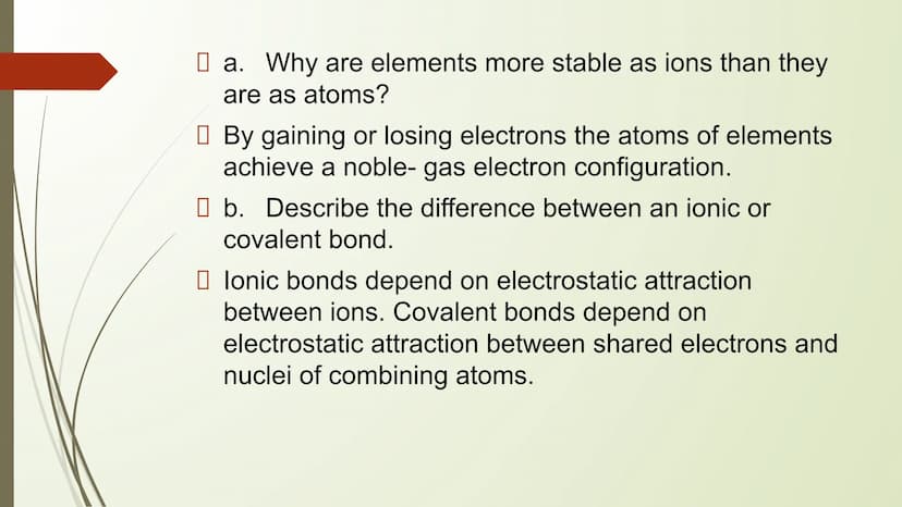 CHEMICAL BONDING THINK-PAIR-SHARE
1. Relate the stability of noble gases to their
electron configuration;
2. State the Octet Rule;
3. Differ