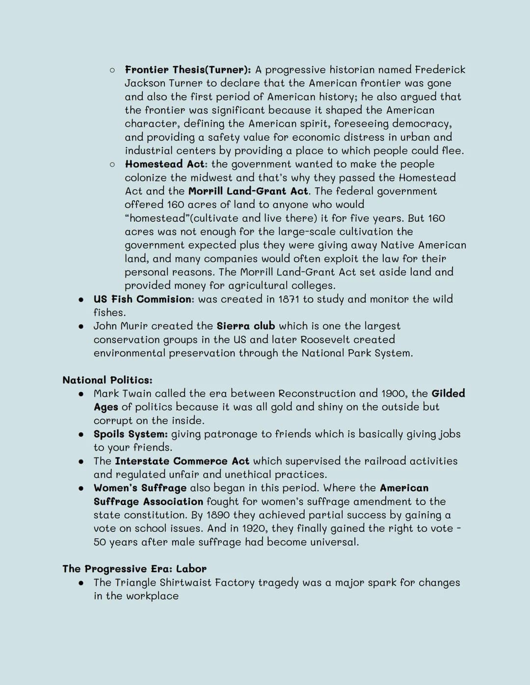 Unit 6
Timeline: A political, social and economic movement during the early 20th
century.
Begins with: The Gilded Age: Politics, Immigration