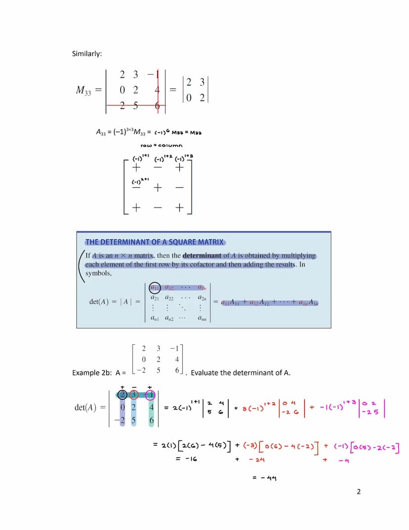 HA Lesson 6.4: Determinants and Cramer's Rule
1. Determinant of a 2 x 2 Matrix
DETERMINANT OF A 2 × 2 MATRIX
The determinant of the 2 X 2 ma