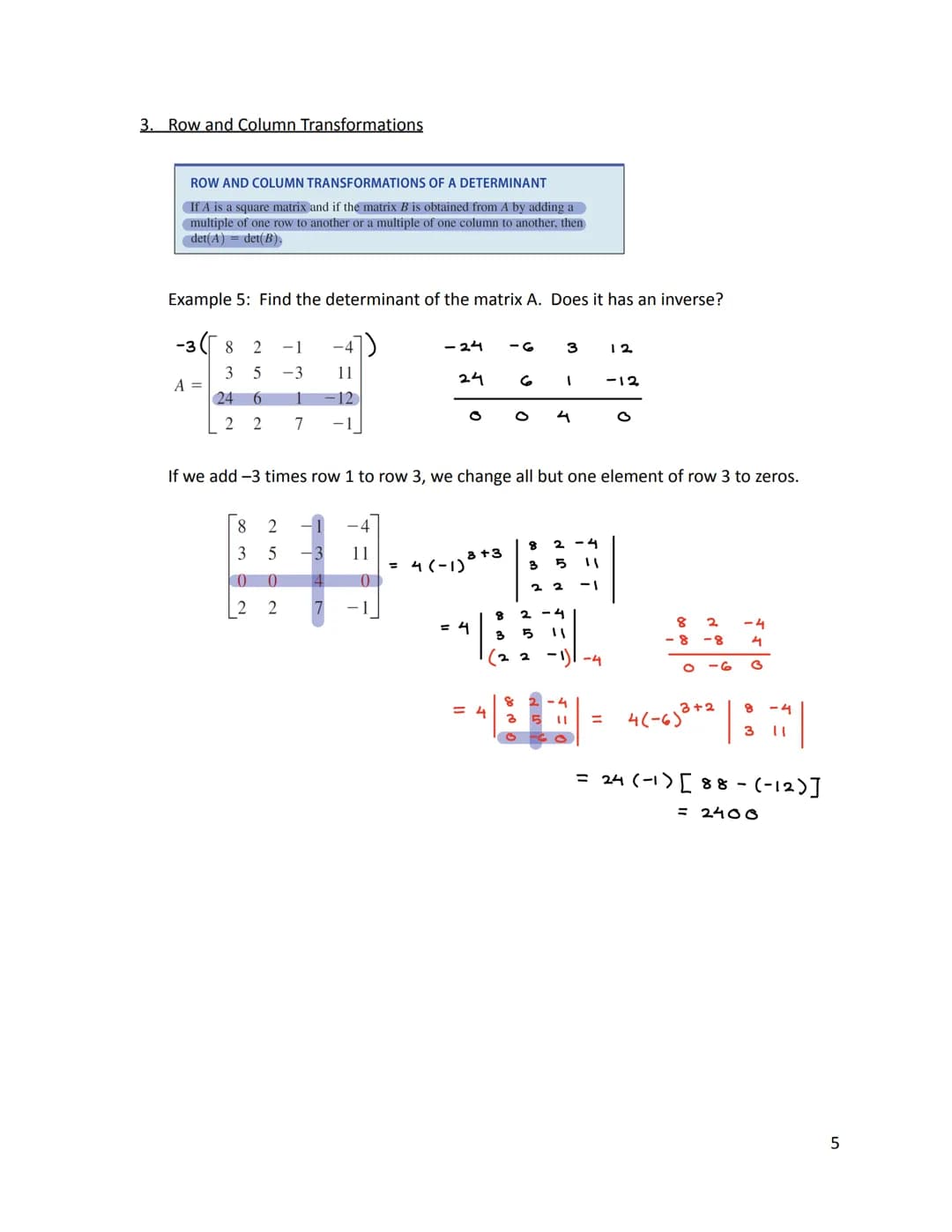 HA Lesson 6.4: Determinants and Cramer's Rule
1. Determinant of a 2 x 2 Matrix
DETERMINANT OF A 2 × 2 MATRIX
The determinant of the 2 X 2 ma