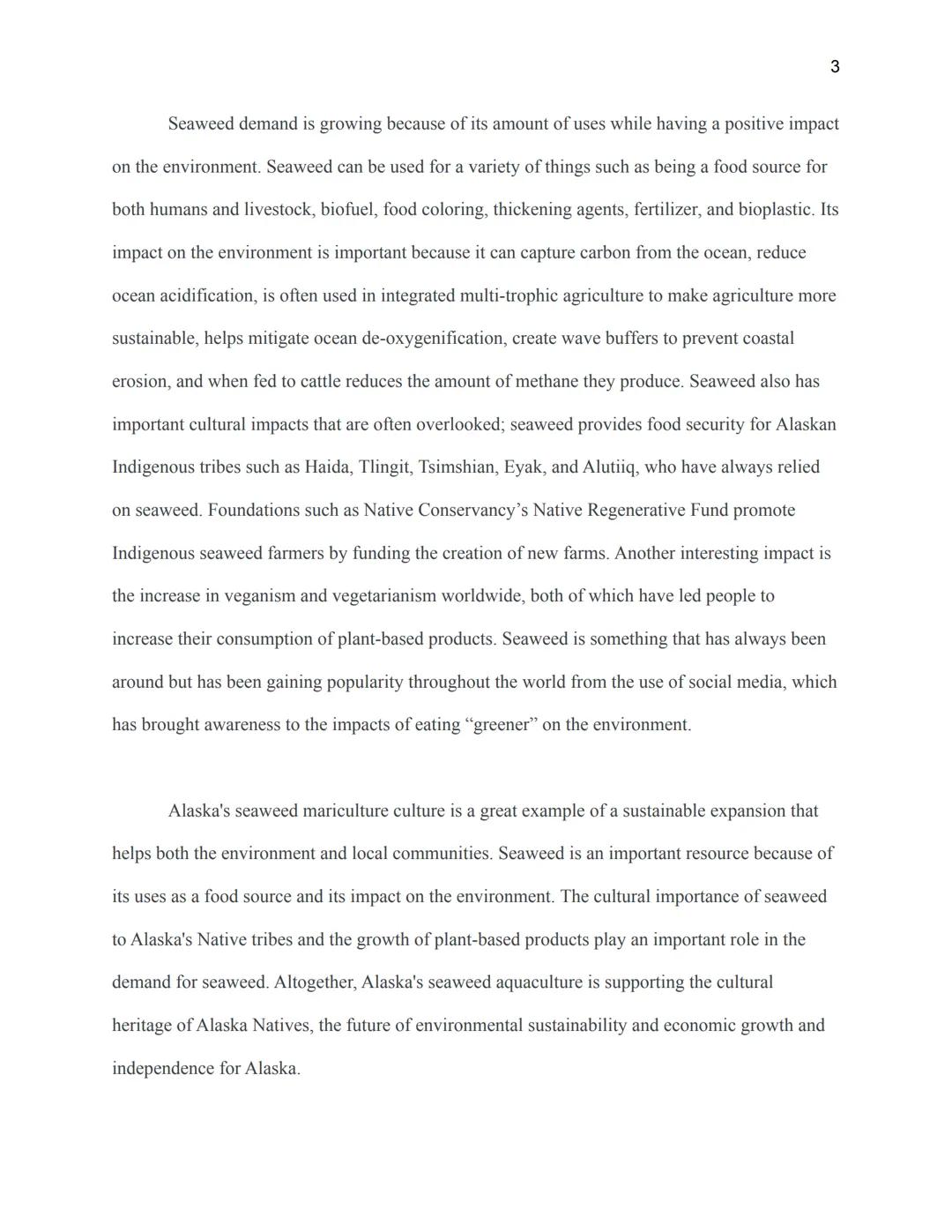 Seaweed Mariculture & Aquaculture
Ayla Benson
Hutchinson High School
Marine Biology
Ms. Kaspari
March 2, 2023
1 2
This essay is all about ho