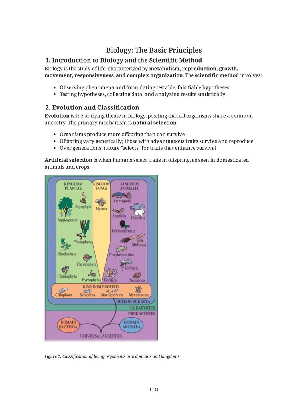 Biology: Scientific Method and Evolution