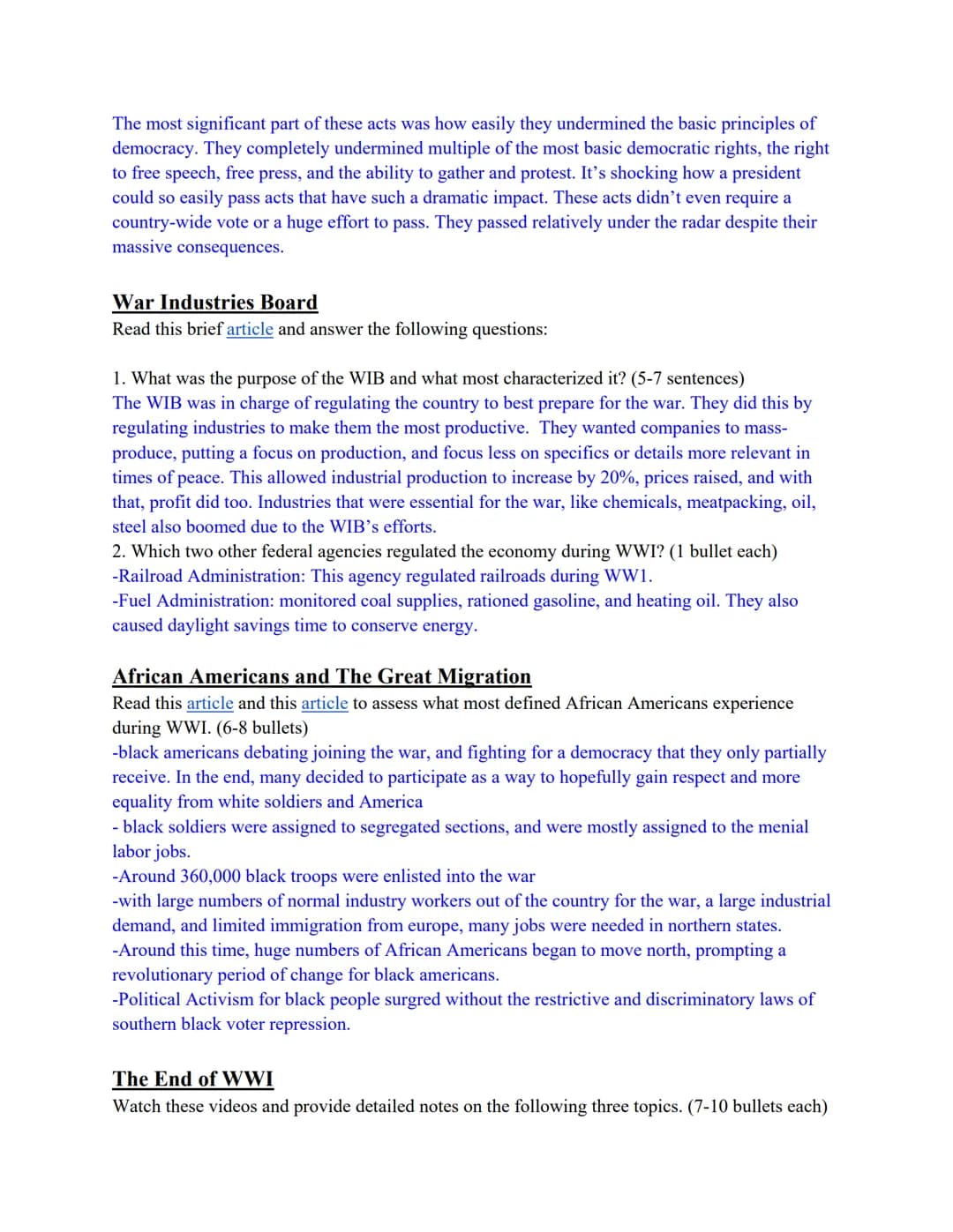 US Homefront and the End of WWI
Watch this video (6:45 minutes) to establish an overview of the US Homefront during WW1
Women
Review the fol