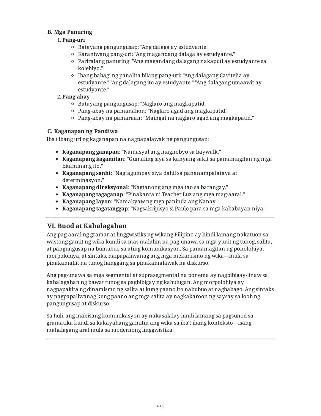 GRAMAR at LINGGWISTIKS: Isang Malalimang Pagsusuri sa
Kalikasan at Anyo ng Wikang Filipino
I. Panimula: Kakayahang Komunikatibo at Linggwist