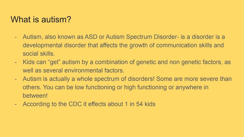 
<p>Autism, also known as ASD or Autism Spectrum Disorder, is a developmental disorder that affects the growth of communication skills and s