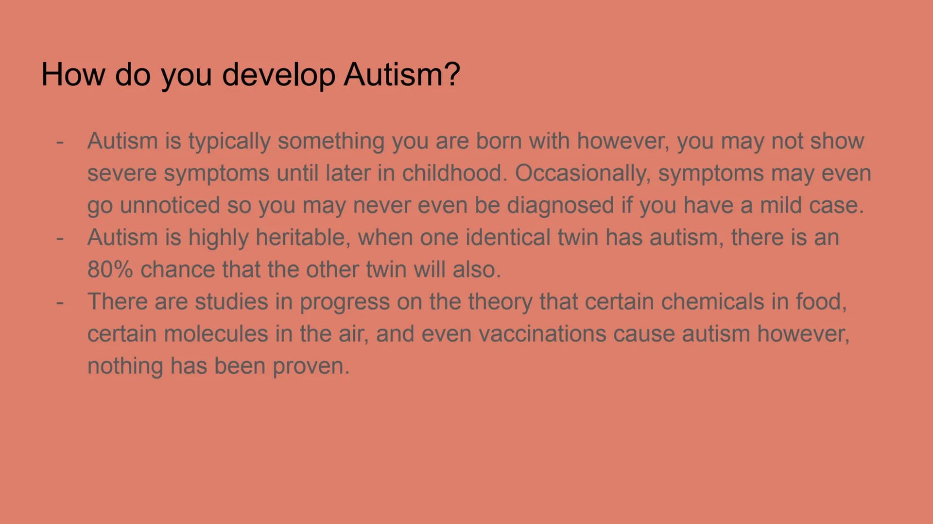 
<p>Autism, also known as ASD or Autism Spectrum Disorder, is a developmental disorder that affects the growth of communication skills and s