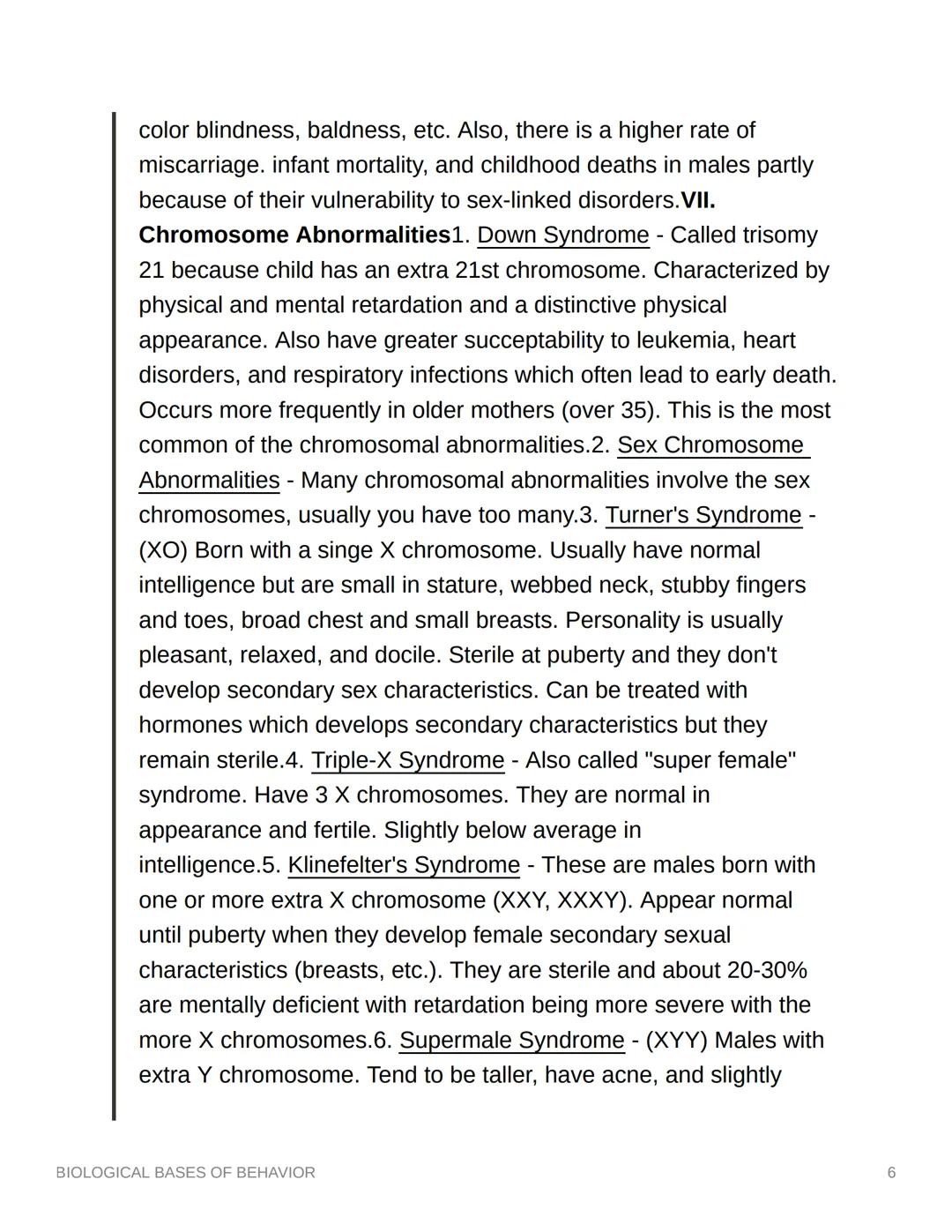 BIOLOGICAL BASES OF
BEHAVIOR
I. OVERVIEW
1. Influence of Body on Behavior - No one will argue that the body
and its mechanisms have a strong