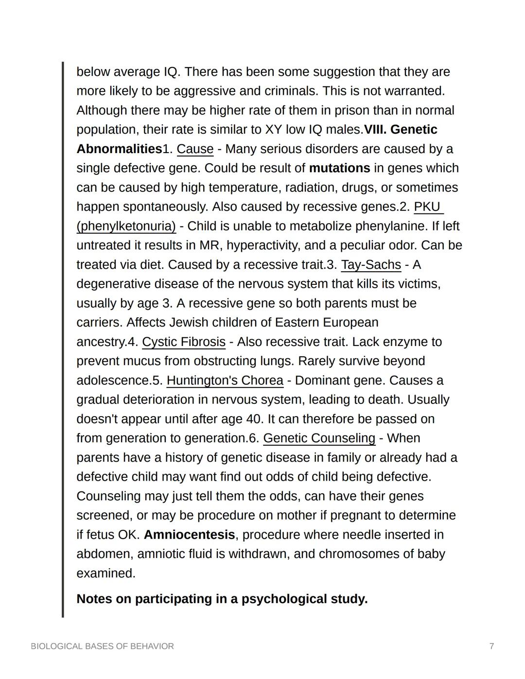 BIOLOGICAL BASES OF
BEHAVIOR
I. OVERVIEW
1. Influence of Body on Behavior - No one will argue that the body
and its mechanisms have a strong